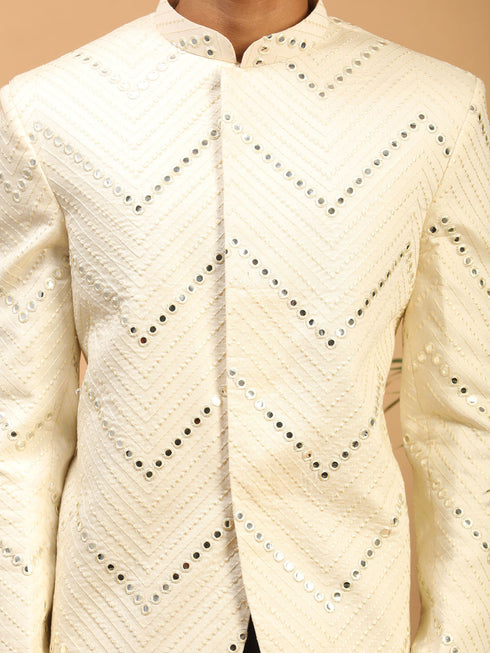 Men's Cream Mirror Jodhpuri